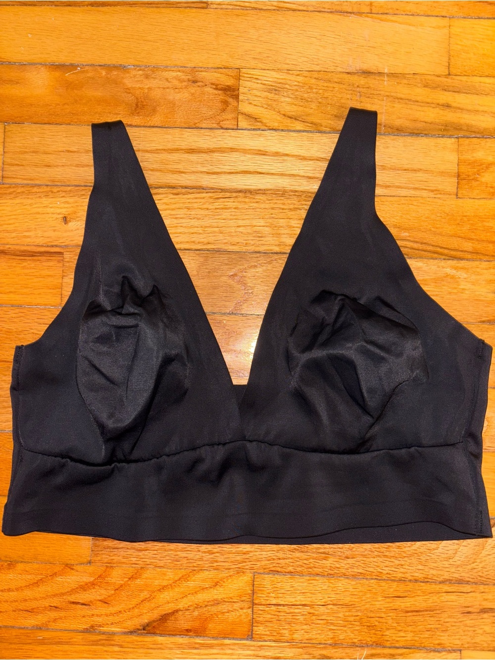 Auden Black Unlined Long Line Bralette Wireless V-Neck Bralette